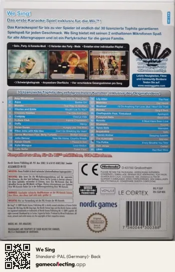 We Sing Nintendo Wii, Germany box back