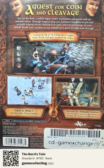 The Bard's Tale PlayStation 2, NTSC box back