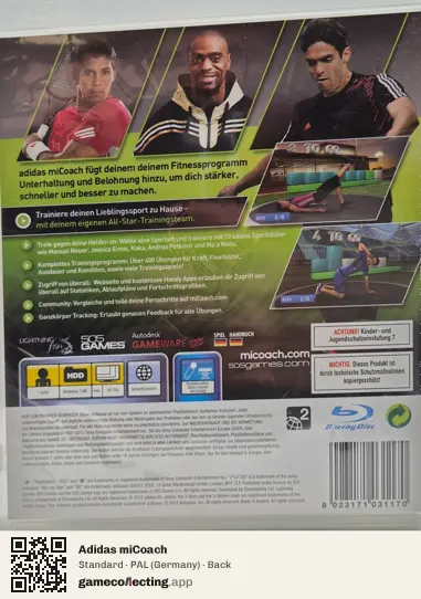 Adidas miCoach PlayStation 3, Germany box back