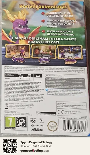 Spyro Reignited Trilogy Nintendo Switch, Italy box back