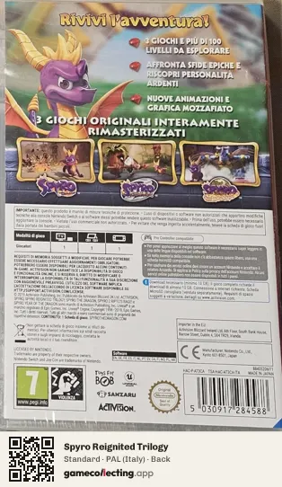 Spyro Reignited Trilogy Nintendo Switch, Italy box back