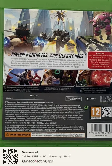 Overwatch Xbox One, Germany box back