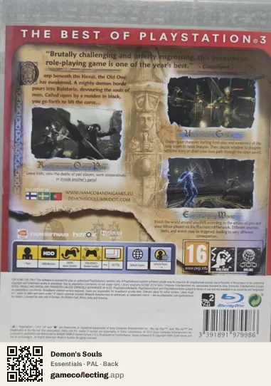 Demon's Souls PlayStation 3, PAL box back