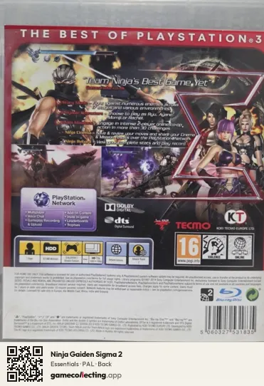 Ninja Gaiden Sigma 2 PlayStation 3, PAL box back