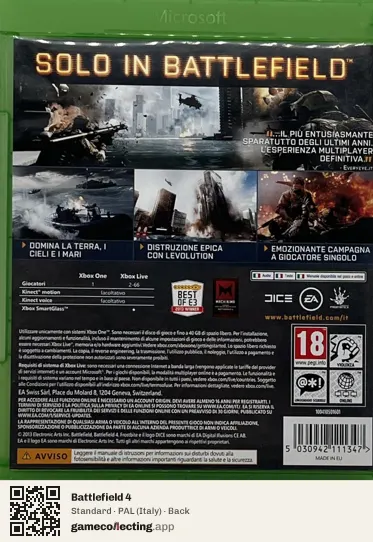 Battlefield 4 Xbox One, Italy box back