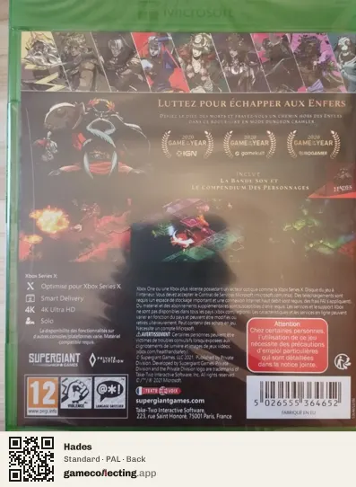 Hades Xbox One, PAL box back