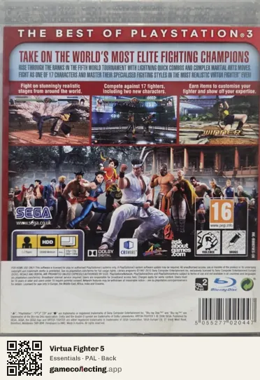 Virtua Fighter 5 PlayStation 3, PAL box back