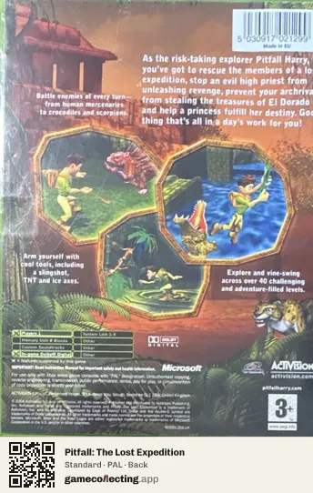 Pitfall: The Lost Expedition Xbox, PAL box back