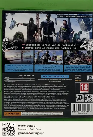Watch Dogs 2 Xbox One, PAL box back