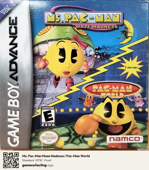 Ms. Pac-Man Maze Madness / Pac-Man World Game Boy Advance, NTSC box front
