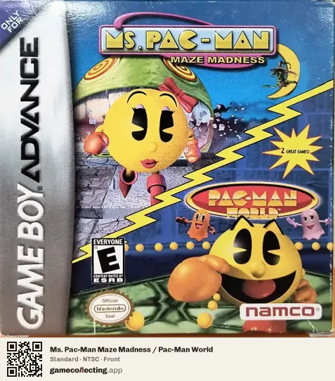 Ms. Pac-Man Maze Madness / Pac-Man World Game Boy Advance, NTSC box front