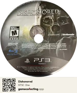 Dishonored PlayStation 3, NTSC disc
