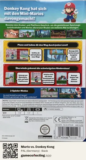 Mario vs. Donkey Kong Nintendo Switch, Germany box back