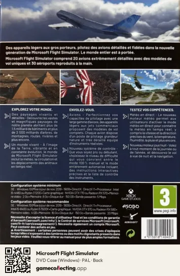 Microsoft Flight Simulator Computer, PAL box back
