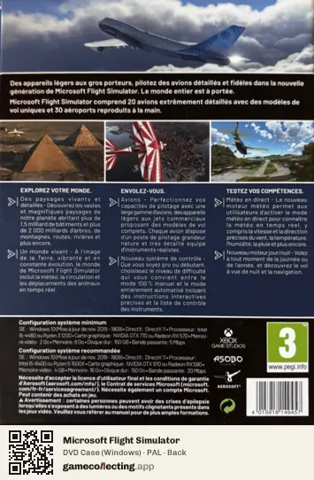 Microsoft Flight Simulator Computer, PAL box back