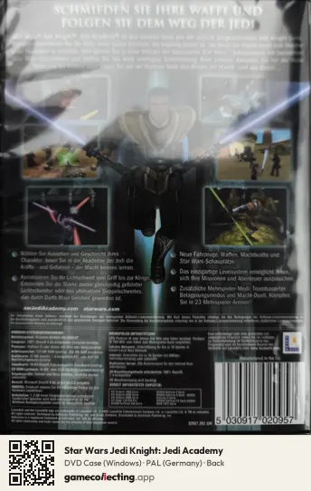 Star Wars Jedi Knight: Jedi Academy Computer, Germany box back