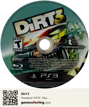 Dirt 3 PlayStation 3, NTSC disc