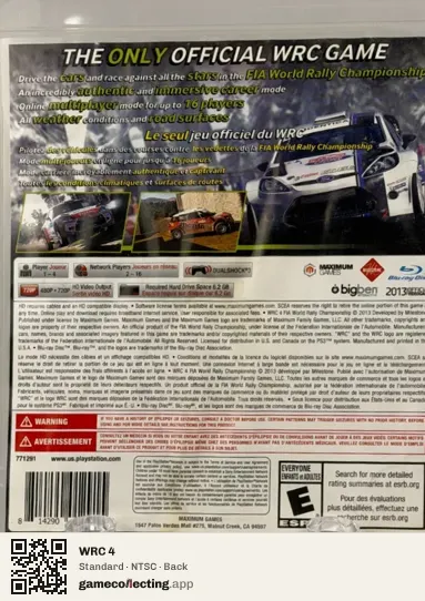 WRC 4 PlayStation 3, NTSC box back
