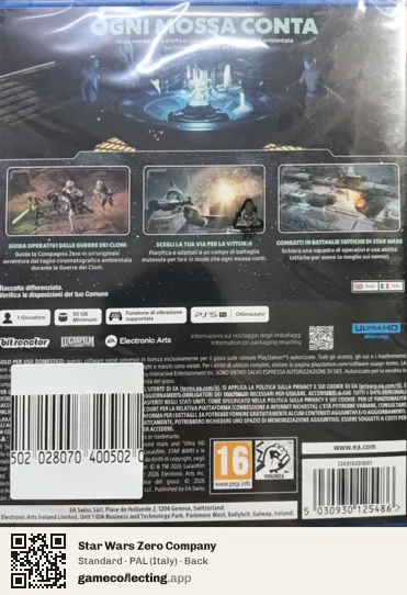 Star Wars Zero Company PlayStation 5, Italy box back
