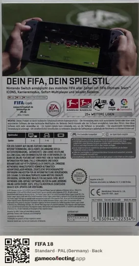 FIFA 18 Nintendo Switch, Germany box back