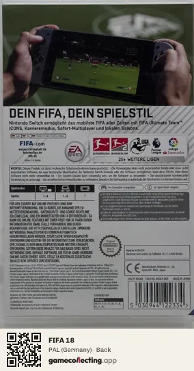 FIFA 18 Nintendo Switch, Germany box back