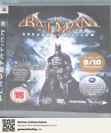 Batman: Arkham Asylum PlayStation 3, United Kingdom box front