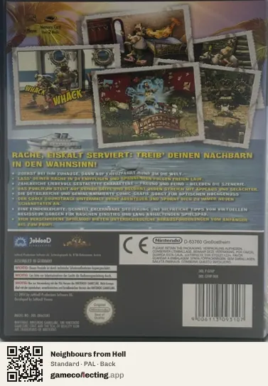 Neighbours from Hell Nintendo GameCube, PAL box back