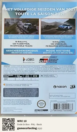 WRC 10 Nintendo Switch, PAL box back