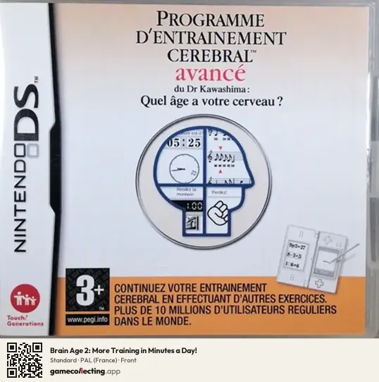 Brain Age 2: More Training in Minutes a Day! Nintendo DS, France box front