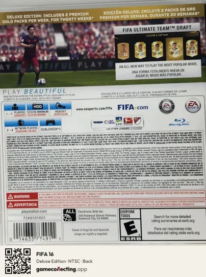 FIFA 16 PlayStation 3, NTSC box back