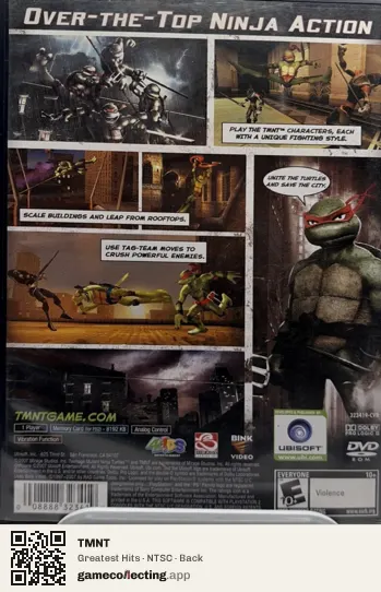 TMNT PlayStation 2, NTSC box back