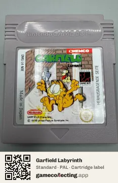 Garfield Labyrinth Game Boy, PAL cartridge label