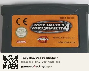 Tony Hawk's Pro Skater 4 Game Boy Advance, PAL cartridge label
