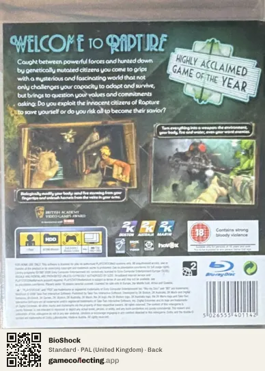 BioShock PlayStation 3, United Kingdom box back