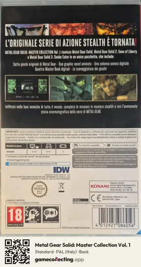 Metal Gear Solid: Master Collection Vol. 1 Nintendo Switch, Italy box back