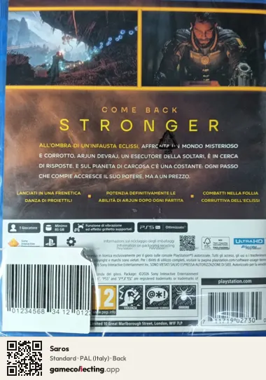 Saros PlayStation 5, Italy box back