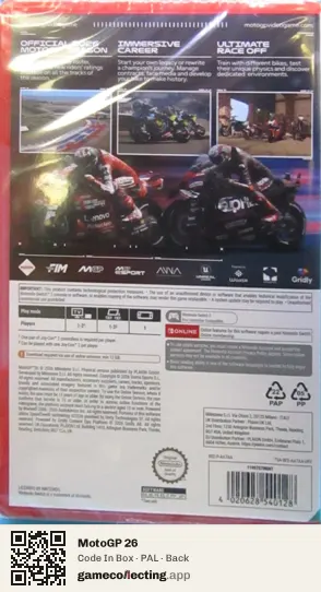 MotoGP 26 Nintendo Switch 2, PAL box back