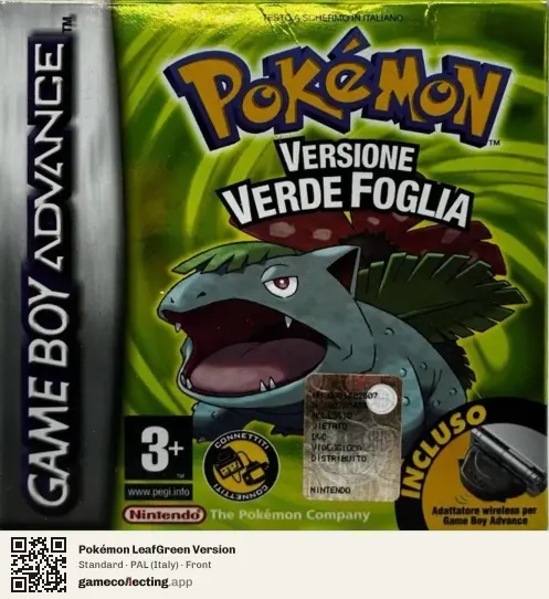 Pokémon LeafGreen Version Game Boy Advance, Italy box front