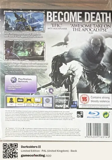 Darksiders II PlayStation 3, United Kingdom box back