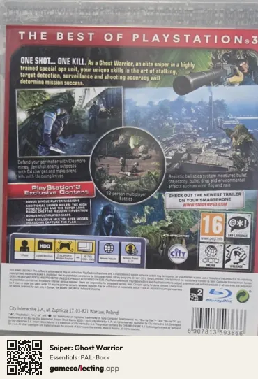 Sniper: Ghost Warrior PlayStation 3, PAL box back