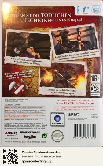 Tenchu: Shadow Assassins Nintendo Wii, Germany box back