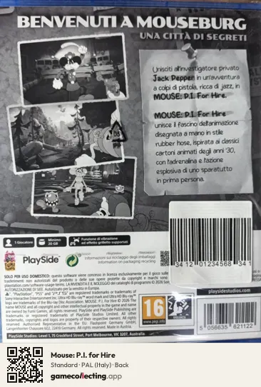 Mouse: P.I. for Hire PlayStation 5, Italy box back