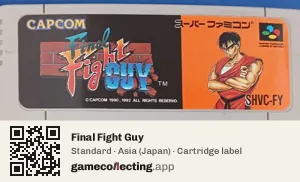 Final Fight Guy Super Nintendo Entertainment System, Asia cartridge label