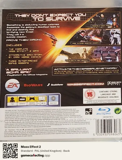 Mass Effect 2 PlayStation 3, United Kingdom box back