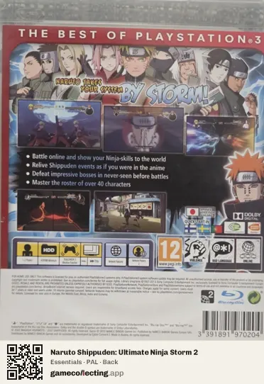 Naruto Shippuden: Ultimate Ninja Storm 2 PlayStation 3, PAL box back