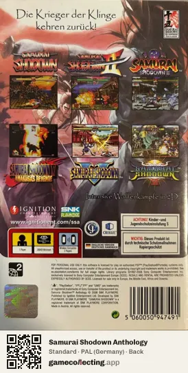 Samurai Shodown Anthology PlayStation Portable, Germany box back
