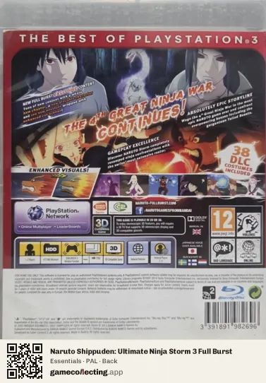 Naruto Shippuden: Ultimate Ninja Storm 3 Full Burst PlayStation 3, PAL box back