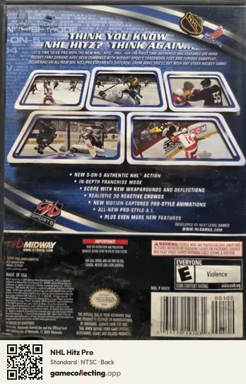 NHL Hitz Pro Nintendo GameCube, NTSC box back