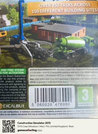Construction Simulator 2015 Computer, United Kingdom box back