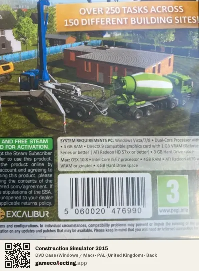 Construction Simulator 2015 Computer, United Kingdom box back